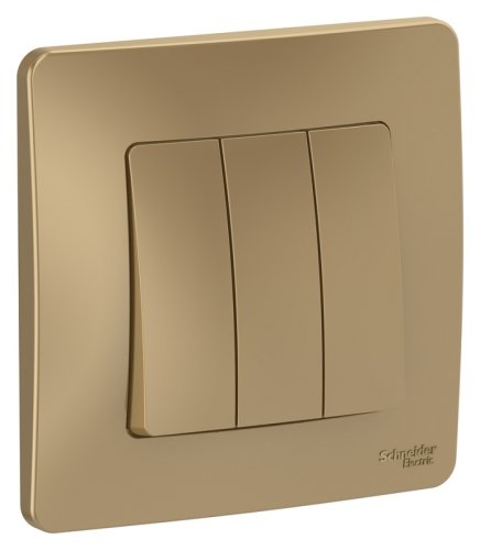 Выключатель с рамкой Systeme Electric Blanca 3-кл. титан картинка